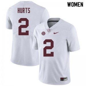 NCAA Women's Alabama Crimson Tide #2 Jalen Hurts Stitched College Nike Authentic White Football Jersey TY17G62SJ